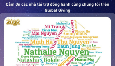 Cảm ơn các nhà tài trợ đồng hành cùng chúng tôi trên Global Giving